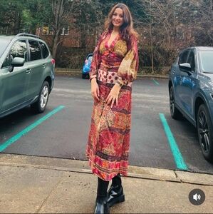 ZARA BOHO PATCHWORK PRINTED MIDI DRESS